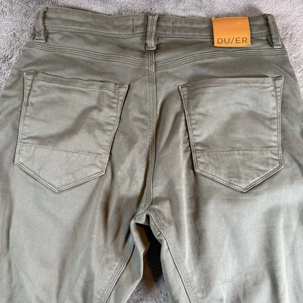 DU/ER No Sweat Pants Mens 32x32 N2X Relaxed Taper Green Performance Denim